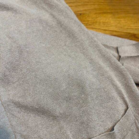 Halogen Womens XS Tan Beige Linen Open Front Long Sleeve Cardigan Corporatecore - Picture 11 of 11